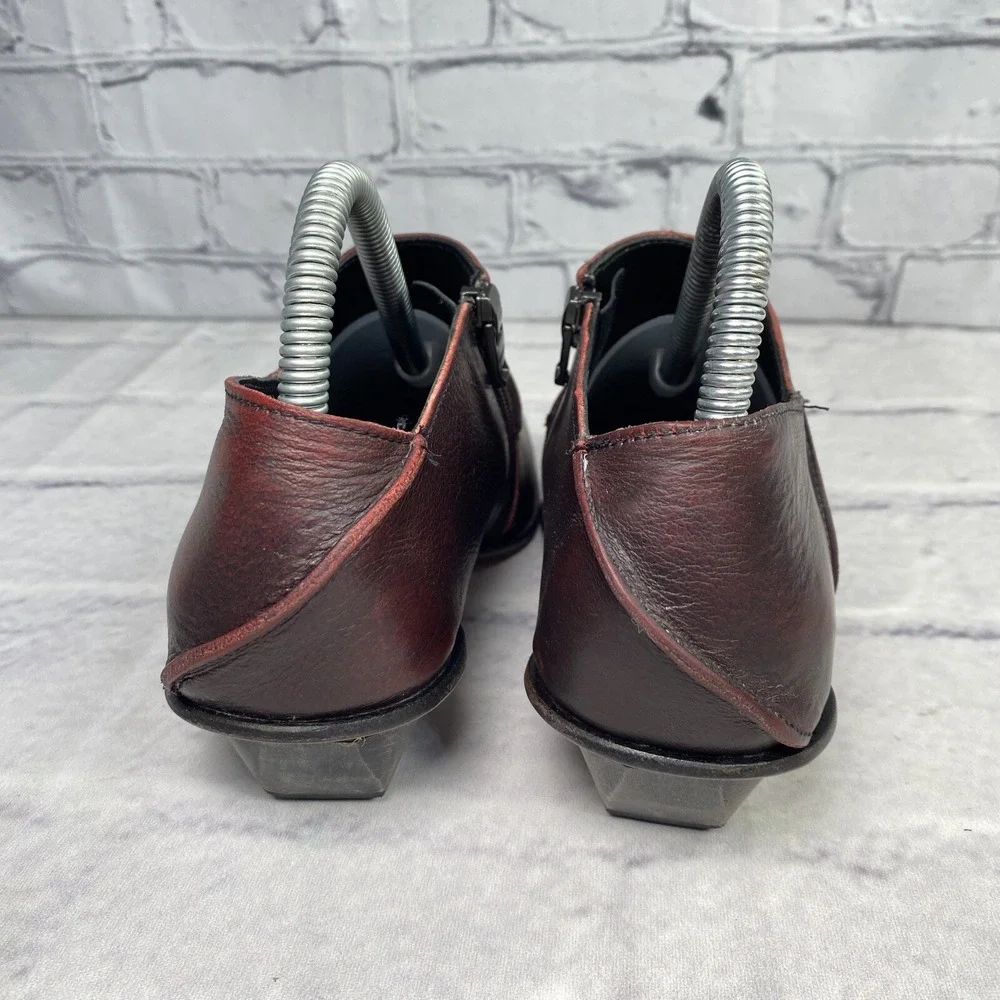 CYDWOK Vintage Women's Chalet-H Shoes Size 6.5 Side Zip 1-inch Heel Red Bordeaux